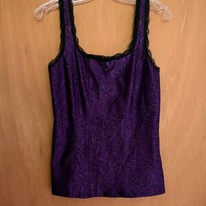 White House Black Market Ornate Purple Patterned Top